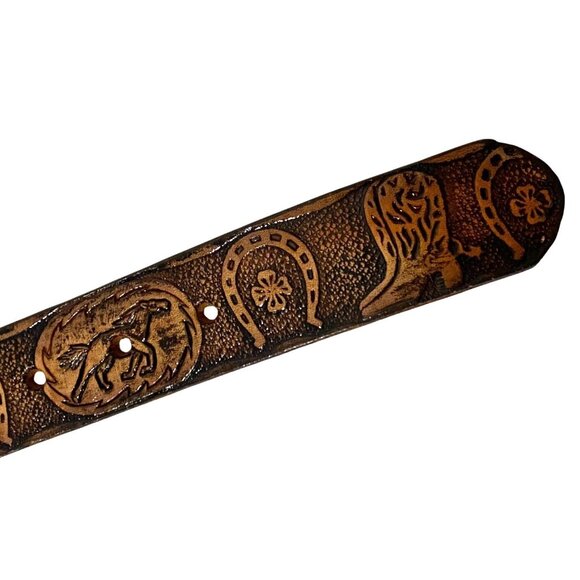 Womens Tooled Leather Western Belt 28 Buckle Cowgirl Rodeo BRENDA Personalized - Picture 7 of 11